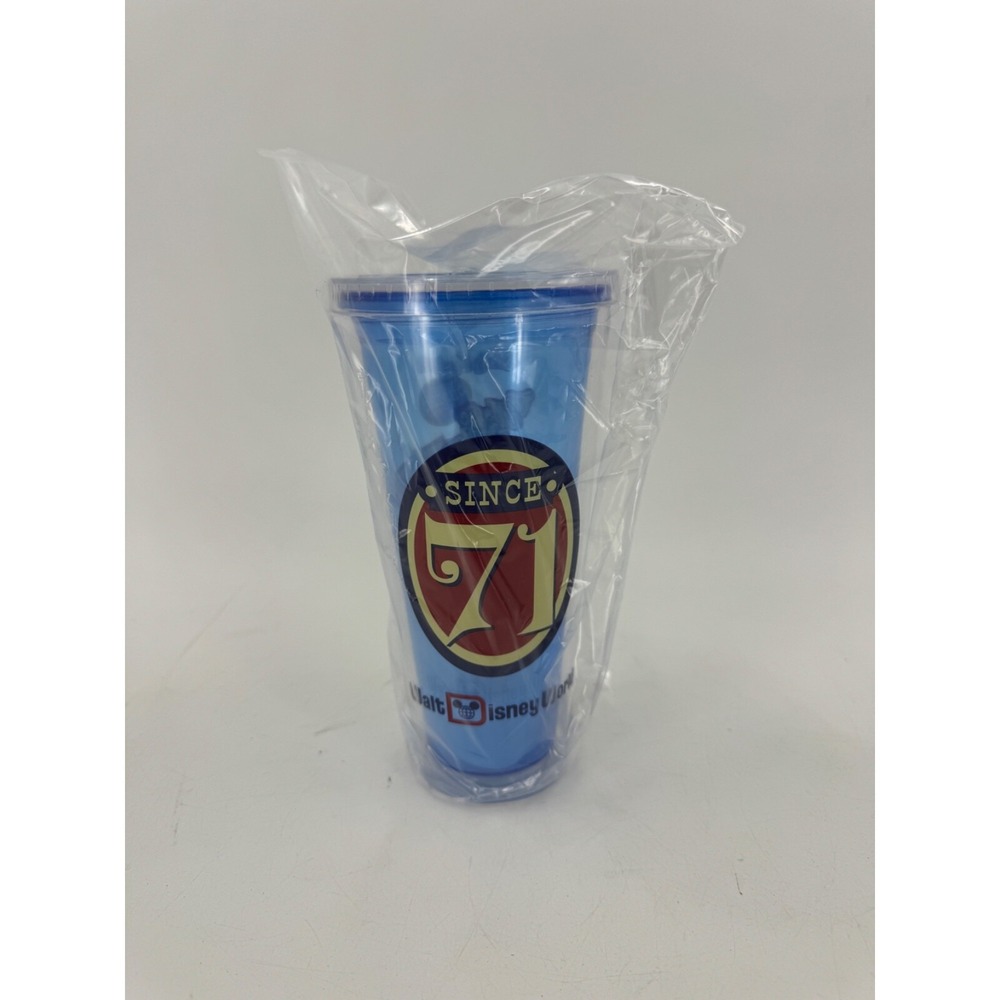 WDW 45 Anniversary Walt Disney World Parks Plastic Tumbler W Straw‎ And Lid NEW